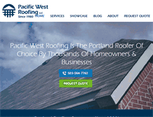 Tablet Screenshot of pacificwestroofing.com